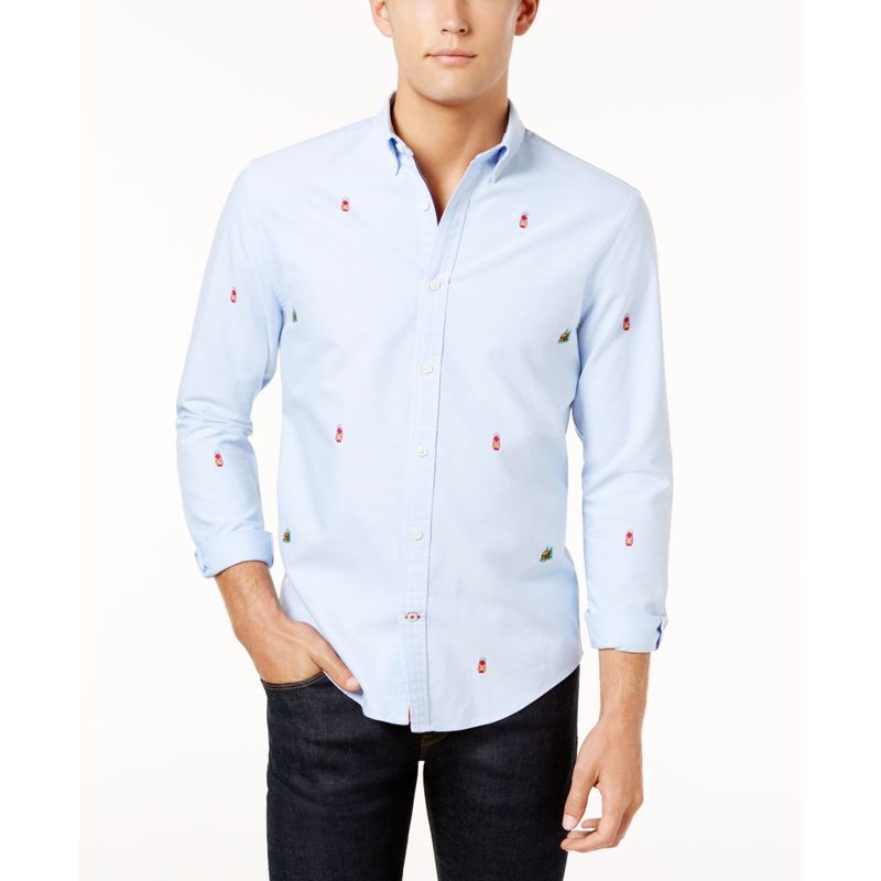 Tommy Hilfiger Mens Atherton Embroidered Camp Oxford Shirt